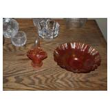 Group of Vintage Glassware Including Decorative Bowls and Vases