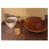 Group of 3 Vintage Pottery Pieces - Serving Bowl, Small Bowl, and Jar