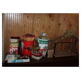 Assortment of Holiday Gift Boxes and Decorations