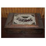 Antique Wooden Box with Decorative 