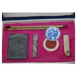 Collectible John Deere Plate and Asian Art Supplies Set - Manufacture de Monaco