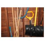 Assortment of Gardening and Yard Tools - Rake, Shovels, Hoe, and More