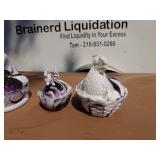 Set of 4 Handcrafted Swirl-Patterned Ceramic Animal Containers