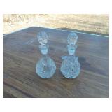 Set of 2 Vintage Cut Glass Bottles with Stoppers - On-Site Auction