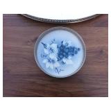 Set of 2 Vintage Blue & White Floral Plates - Decorative Tray & Small Dish