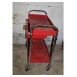 Vintage Red Steel Utility Cart with Drawer - REM/XQL