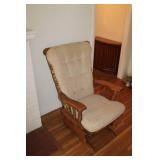 Vintage Rocking Chair with Upholstered Seat in Fair Condition