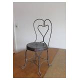 Vintage Wire Chair with Heart Design - Decorative Piece