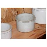 Set of 3 Vintage White Stoneware Crocks