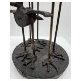 Mid Century BRUTALIST Metal Bird Sculpture - Signed