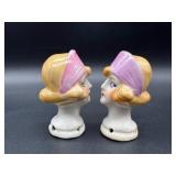 Pair Vintage Porcelain Half Doll Heads - Germany