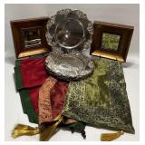 Holiday Delights! Table Runners, Gold Mirrors and 8 Silver Plate Chargers