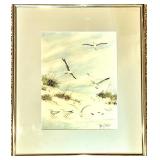 Artist GARY PARTIN Signed Seagull Seascape Watercolor Art