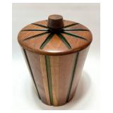 A MCM Beauty! Vintage MID CENTURY Vermillion WALNUT WOOD Ice Bucket