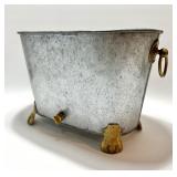 HEN FEATHERS Galvanized CLAWFOOT Beverage Tub with BRASS Accents