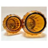 Pair of MID CENTURY Vintage OTTO JAPAN Amber Fluted Glass Shakers