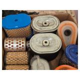 Box of Various Small Engine Air Filters - Assorted Sizes and Styles