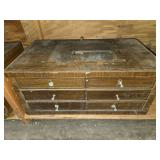 Vintage Wooden Tool Chest with 6 Drawers - 27.5 wide 15.5 deep 15 high