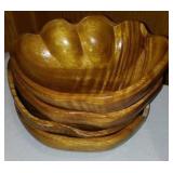 Hand Carved Mokey Pod Clam Shell Salad Bowl, Dishes.