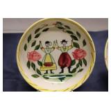 Set of 6 Vintage Hand-Painted Decorative Bowls - Folk Art Design