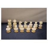 Complete Set of 32 Hand-Carved Chess Pieces - Unique Design