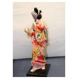 Vintage Handcrafted Japanese Geisha Doll in Colorful Kimono - Decorative Display