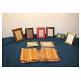 Collection of Vintage Picture Frames and Set of 8 Striped Napkins