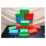 Group of 15 Colorful Plastic Storage Boxes - Assorted Colors