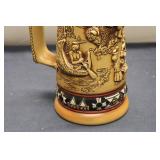 Decorative Vintage Beer Stein with Native American Theme - 1 Liter