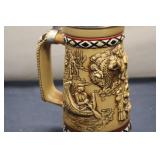 Decorative Vintage Beer Stein with Native American Theme - 1 Liter