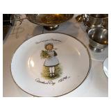 Vintage Silver Plated Serving Pieces and Decorative Hummel Plates