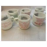 6 White Glass Threshing Tractor Mugs