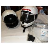 Vintage Bieffe Motorcycle Helmet with Extra Face Shields and Vintage Griffin half Motorcycle Helmet