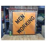 Vintage "Men Working" Jointed Folding Metal Sign