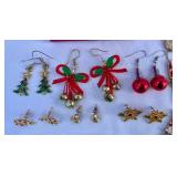 Collection of Christmas Themed Jewelry- Earrings, Brooches, Bracelet and Pin