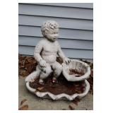 Lawn & Garden Statue Concrete Cherub in Birdbath Feeder…