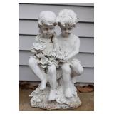 Lawn and Garden Statues of Concrete Cherub and Resin Boy/Girl…