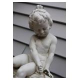 Lawn and Garden Statues of Concrete Cherub and Resin Boy/Girl…