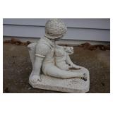 Lawn and Garden Concrete Statue 1985 Henri Studio Inc. 1860 Boy Child Cat Figure…