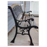 Lawn and Garden Patio 4-Foot Grapevine-Themed Wrought Iron Wood Bench…