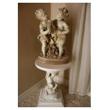 Vintage Victorian Home Decor Accent Cherub Pedestal Table Plant Stand, Greek Children Statue By Marwal Inc.…