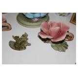 Vintage Victorian Home Accents Decor Capodimonte Porcelain Flowers, Figurine, Framed Art Etc.