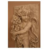 Large Wall Art Spring Cherub By Art Craft Statuary #3717 Fiberglass Resin W/Syroco Shelf…