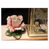 Vintage Victorian Tabletop Decor Anniversary Clock, Capodimonte Figurine Etc