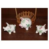 1966 Goebel Irish Shamrock St. Patrick’s Pig Salt & Pepper Set with Pig Covered Condiment Set W. Germany