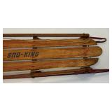 Vintage Sno-King Wood Sled With Metal Runers For Winter Snow Downhill Fun (Great Condition