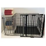 Large Metal Collapsible Dog Kennel, Child Gates & Stackable Blitz Brand Dog Food Storage Bins