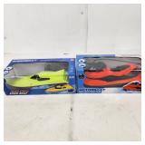 Lot Of Two New Remote Control Water Toys Bright Green Speed Boat Bright Orange Jet Ski Ages 3+