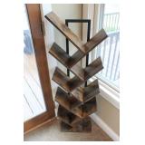 Wooden Zigzag Bookcase - 46x9x15.5 Inch Display Shelf