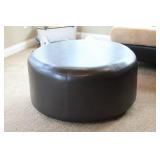 Round Leather Ottoman Coffee Table - 33.5" x 15.5"